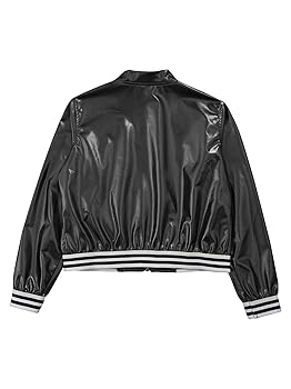 Amazon.com: Loyan Kids Girls Metallic Bomber Jacket Coat Zip